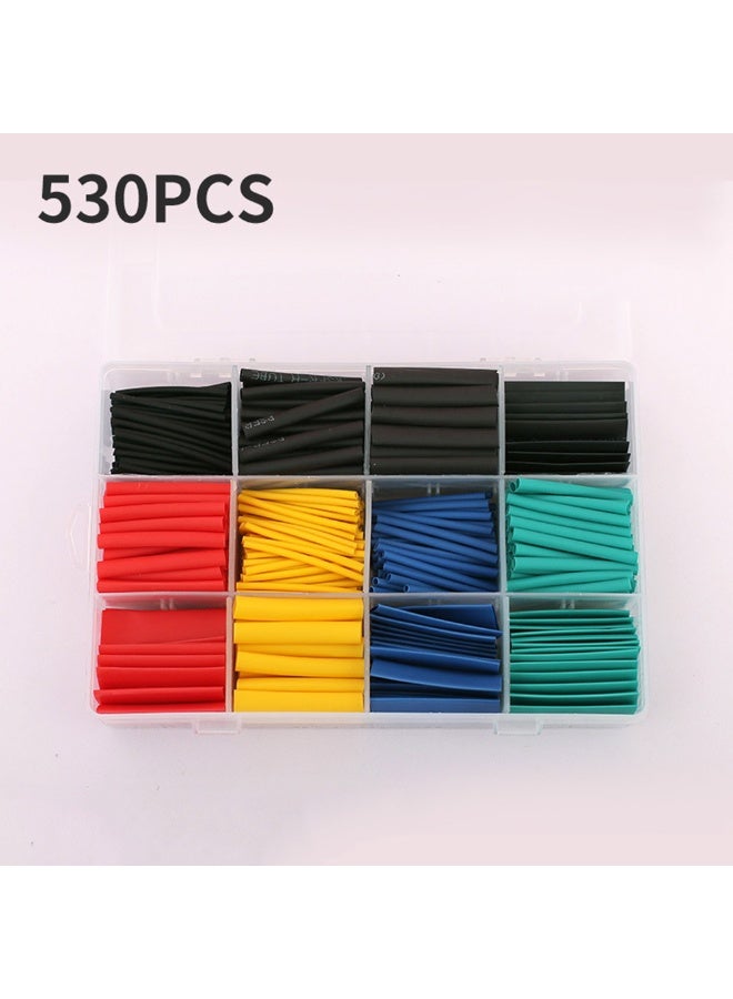 530pcs Heat Shrink Tubing Insulation Shrinkable Tube Assortment Electronic Polyolefin Ratio 2:1 Wrap Wire Cable Sleeve Tubes Kit - Image 1